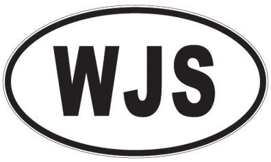WJS - 3 Letter Initials Oval Sticker
