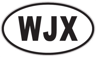 WJX - 3 Letter Initials Oval Sticker
