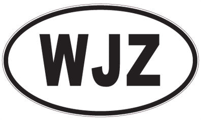 WJZ - 3 Letter Initials Oval Sticker