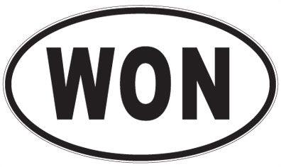 WON - 3 Letter Initials Oval Magnet