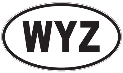 WYZ - 3 Letter Initials Oval Sticker