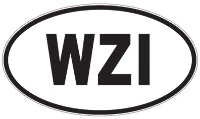 WZI - 3 Letter Initials Oval Sticker