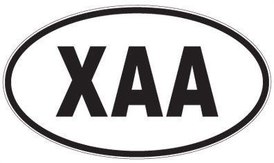 XAA - 3 Letter Initials Oval Sticker