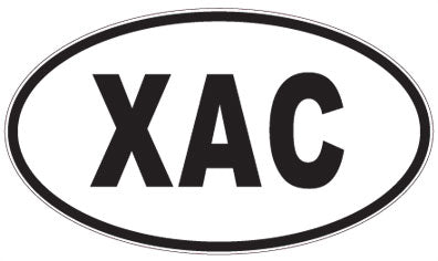 XAC - 3 Letter Initials Oval Magnet