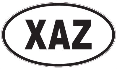 XAZ - 3 Letter Initials Oval Sticker
