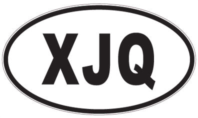 XJQ - 3 Letter Initials Oval Sticker