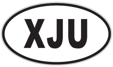 XJU - 3 Letter Initials Oval Sticker