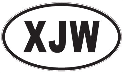 XJW - 3 Letter Initials Oval Sticker