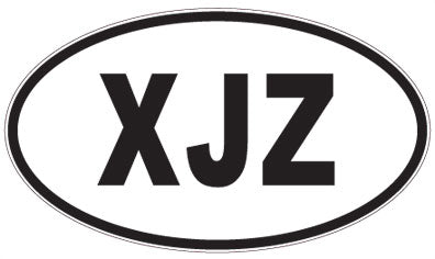 XJZ - 3 Letter Initials Oval Sticker
