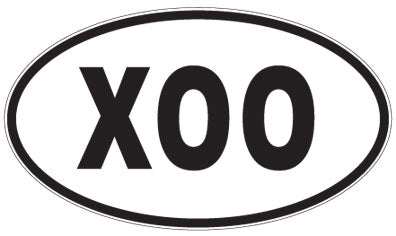 XOO - 3 Letter Initials Oval Sticker