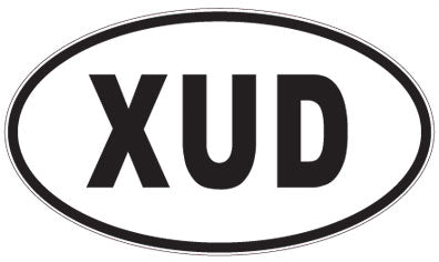 XUD - 3 Letter Initials Oval Sticker