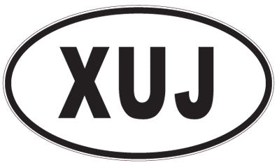XUJ - 3 Letter Initials Oval Sticker