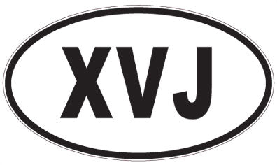 XVJ - 3 Letter Initials Oval Sticker