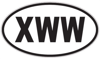 XWW - 3 Letter Initials Oval Sticker
