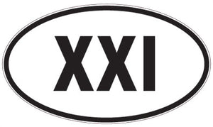 XXI - 3 Letter Initials Oval Sticker