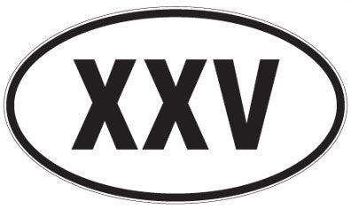 XXV - 3 Letter Initials Oval Sticker