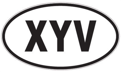 XYV - 3 Letter Initials Oval Sticker