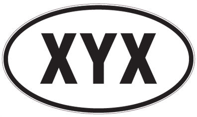 XYX - 3 Letter Initials Oval Sticker