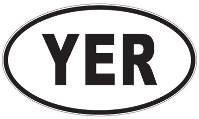 YER - 3 Letter Initials Oval Sticker