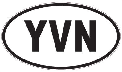 YVN - 3 Letter Initials Oval Sticker