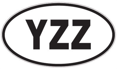 YZZ - 3 Letter Initials Oval Sticker