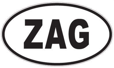 ZAG - 3 Letter Initials Oval Magnet