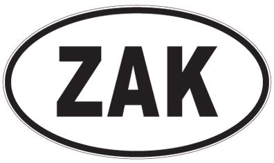 ZAK - 3 Letter Initials Oval Magnet