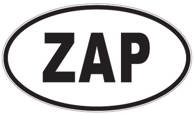 ZAP - 3 Letter Initials Oval Sticker