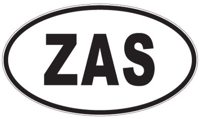 ZAS - 3 Letter Initials Oval Sticker