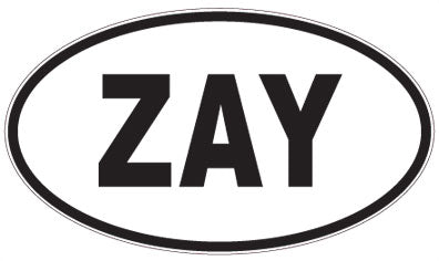 ZAY - 3 Letter Initials Oval Magnet
