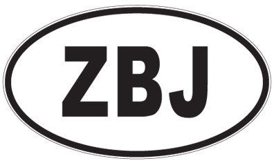 ZBJ - 3 Letter Initials Oval Magnet