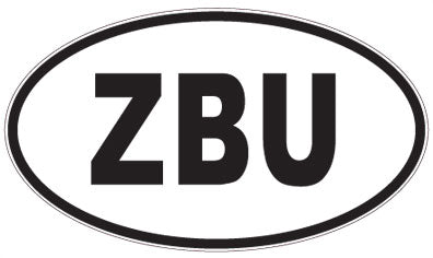ZBU - 3 Letter Initials Oval Sticker