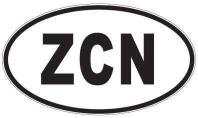 ZCN - 3 Letter Initials Oval Sticker