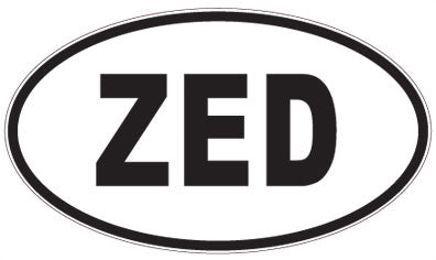 ZED - 3 Letter Initials Oval Sticker