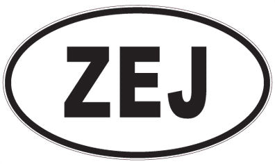 ZEJ - 3 Letter Initials Oval Sticker