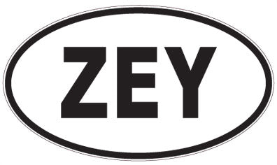 ZEY - 3 Letter Initials Oval Sticker