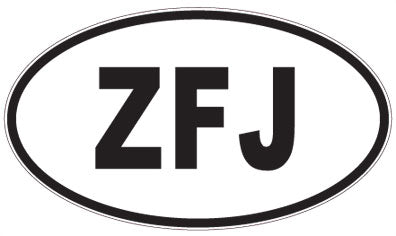 ZFJ - 3 Letter Initials Oval Sticker
