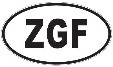 ZGF - 3 Letter Initials Oval Sticker