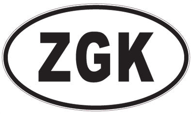 ZGK - 3 Letter Initials Oval Sticker