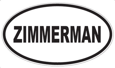 ZIMMERMAN - Oval Magnet