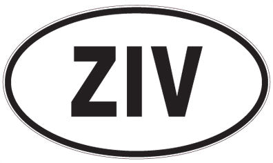 ZIV - 3 Letter Initials Oval Sticker