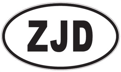 ZJD - 3 Letter Initials Oval Sticker