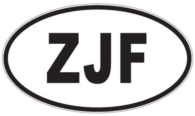 ZJF - 3 Letter Initials Oval Magnet