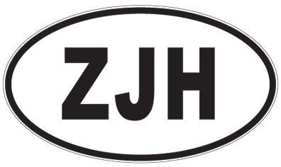 ZJH - 3 Letter Initials Oval Magnet