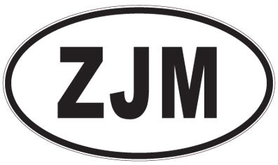 ZJM - 3 Letter Initials Oval Sticker