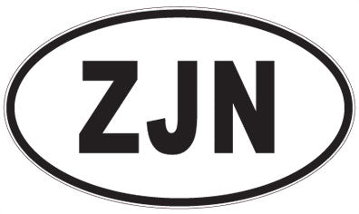 ZJN - 3 Letter Initials Oval Magnet