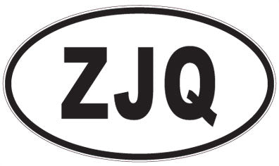 ZJQ - 3 Letter Initials Oval Sticker