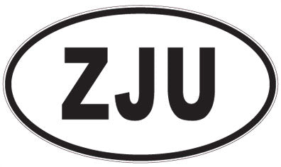 ZJU - 3 Letter Initials Oval Sticker