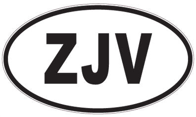 ZJV - 3 Letter Initials Oval Sticker