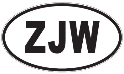 ZJW - 3 Letter Initials Oval Magnet